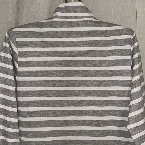 Millers 12 Heather Gray White Striped Mock Neck Full Zip Sweatshirt Jacket - Picture 4 of 14